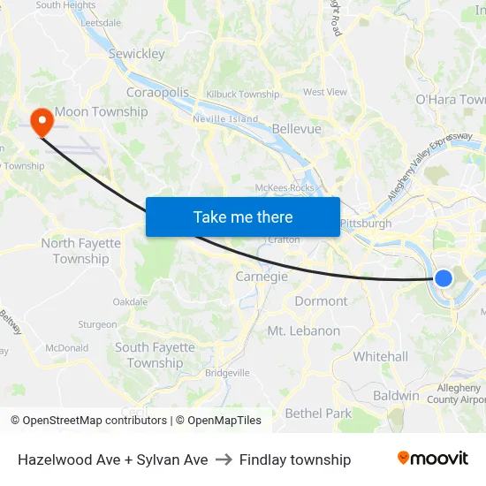 Hazelwood Ave + Sylvan Ave to Findlay township map