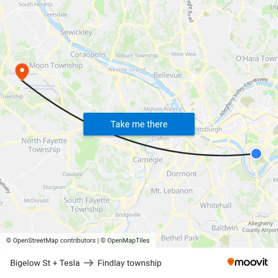 Bigelow St + Tesla to Findlay township map