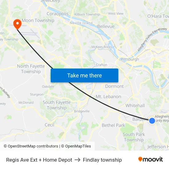 Regis Ave Ext + Home Depot to Findlay township map