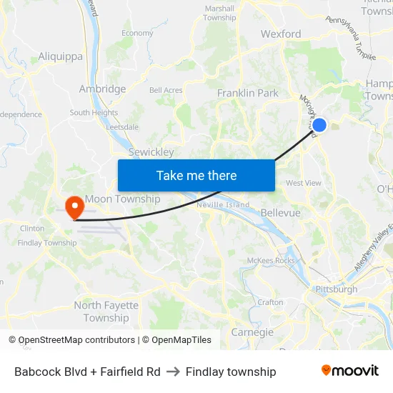 Babcock Blvd + Fairfield Rd to Findlay township map