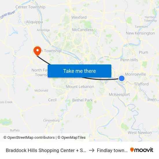 Braddock Hills Shopping Center + Storefront to Findlay township map