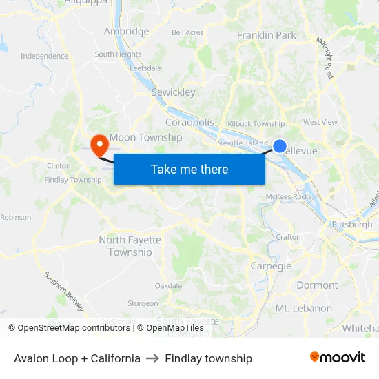 Avalon Loop + California to Findlay township map