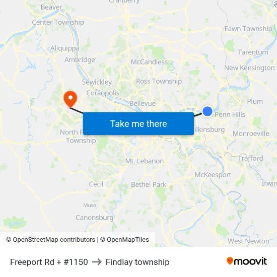 Freeport Rd + #1150 to Findlay township map