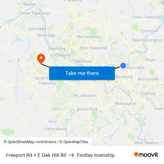 Freeport Rd + E Oak Hill Rd to Findlay township map