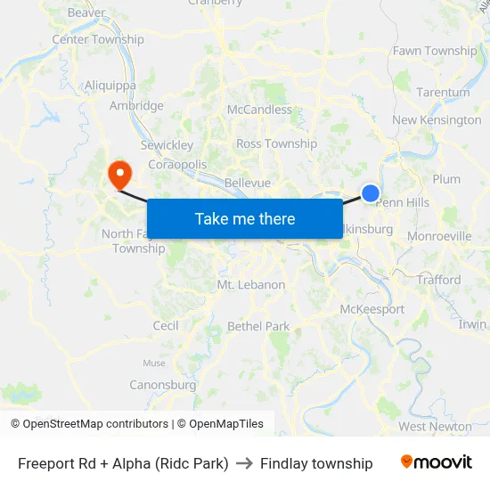 Freeport Rd + Alpha (Ridc Park) to Findlay township map