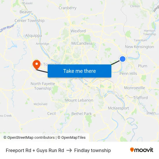 Freeport Rd + Guys Run Rd to Findlay township map