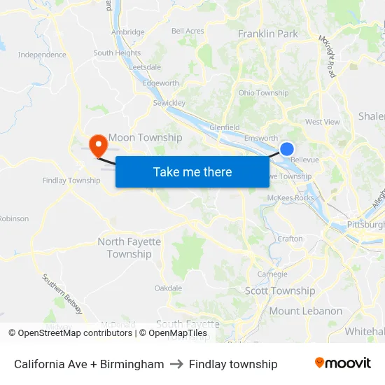 California Ave + Birmingham to Findlay township map