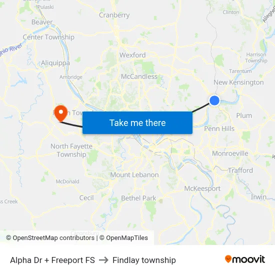 Alpha Dr + Freeport FS to Findlay township map