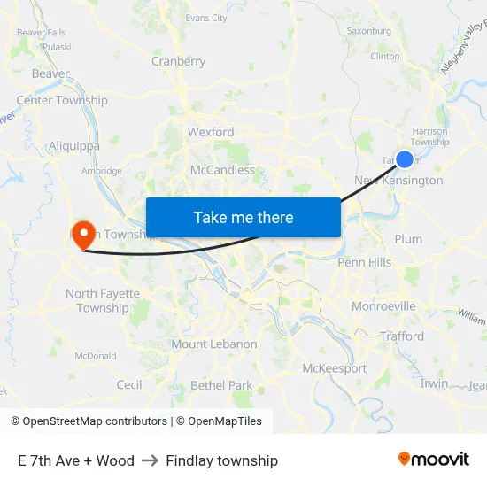 E 7th Ave + Wood to Findlay township map