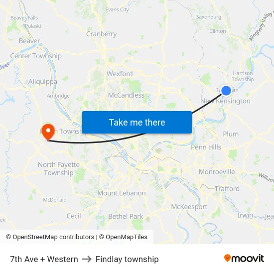 7th Ave + Western to Findlay township map