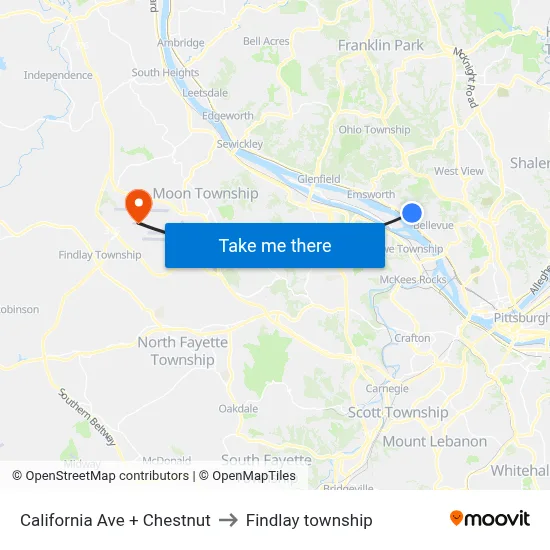 California Ave + Chestnut to Findlay township map