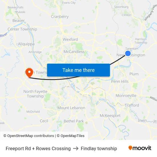 Freeport Rd + Rowes Crossing to Findlay township map