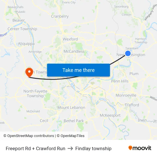 Freeport Rd + Crawford Run to Findlay township map