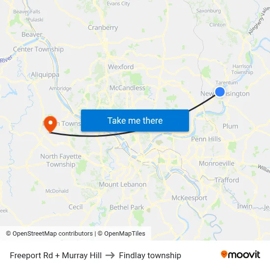 Freeport Rd + Murray Hill to Findlay township map