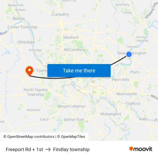 Freeport Rd + 1st to Findlay township map