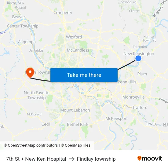 7th St + New Ken Hospital to Findlay township map