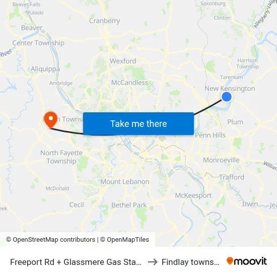 Freeport Rd + Glassmere Gas Station to Findlay township map