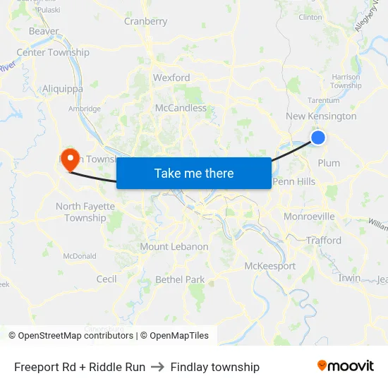 Freeport Rd + Riddle Run to Findlay township map