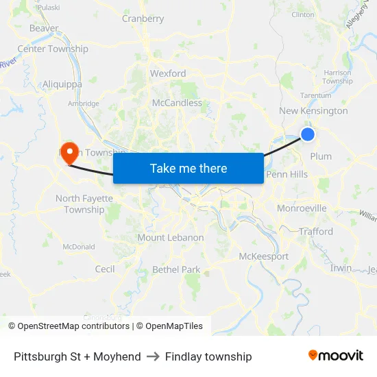 Pittsburgh St + Moyhend to Findlay township map