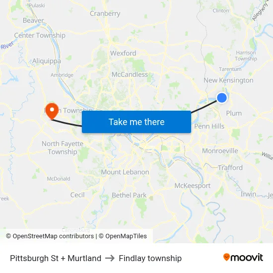 Pittsburgh St + Murtland to Findlay township map