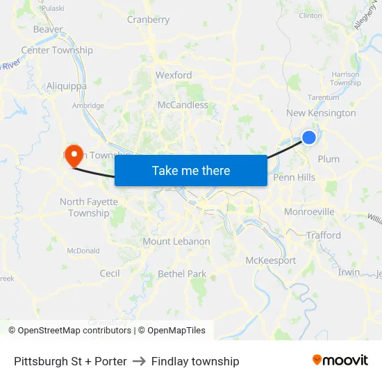 Pittsburgh St + Porter to Findlay township map