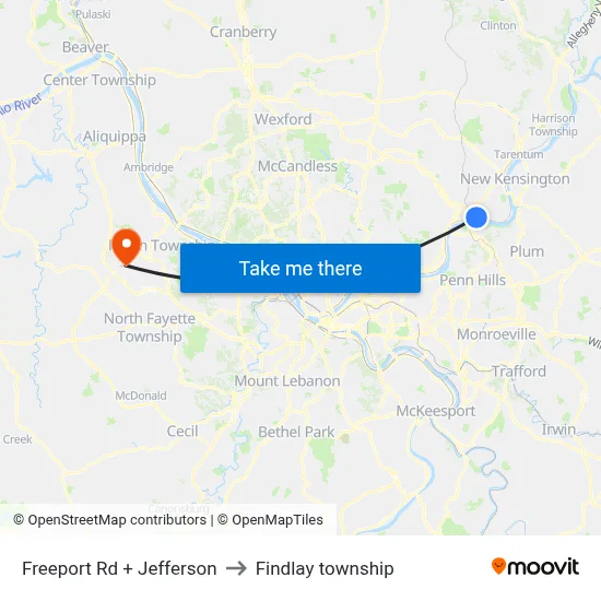 Freeport Rd + Jefferson to Findlay township map