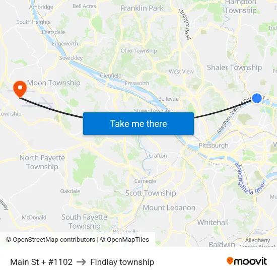 Main St + #1102 to Findlay township map