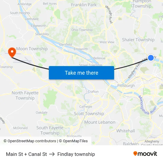 Main St + Canal St to Findlay township map