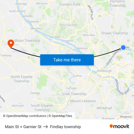 Main St + Garnier St to Findlay township map