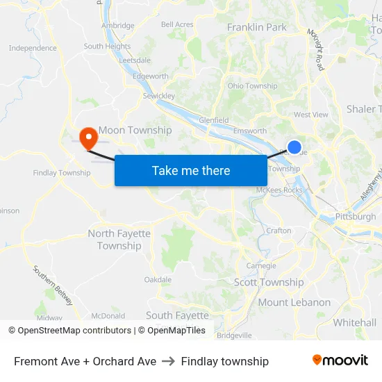 Fremont Ave + Orchard Ave to Findlay township map