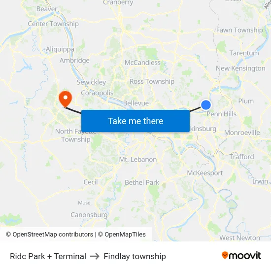 Ridc Park + Terminal to Findlay township map