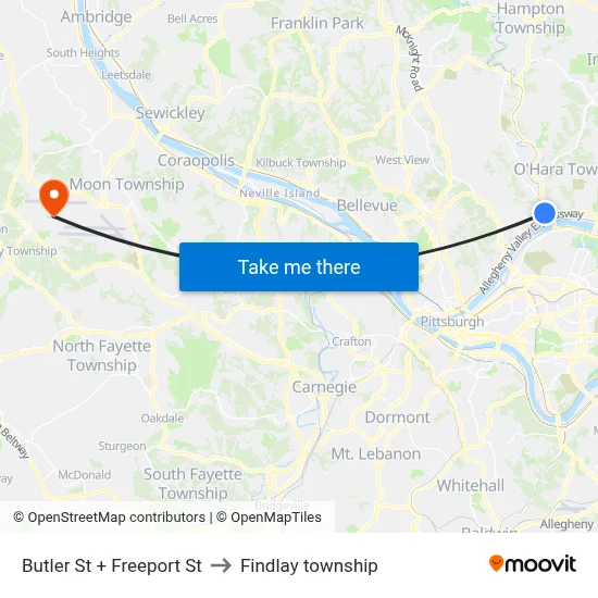 Butler St + Freeport St to Findlay township map