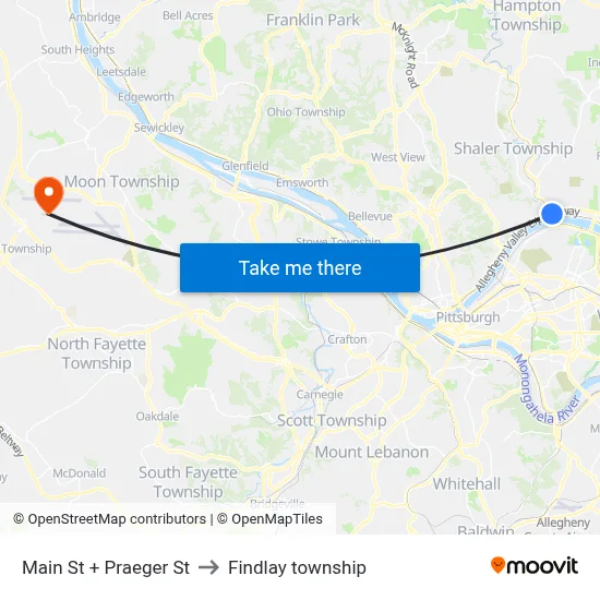 Main St + Praeger St to Findlay township map
