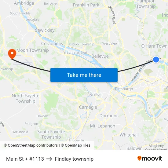 Main St + #1113 to Findlay township map