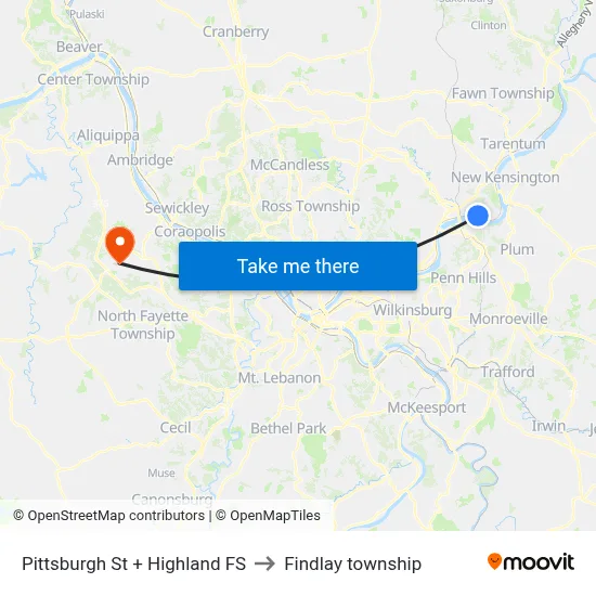 Pittsburgh St + Highland FS to Findlay township map