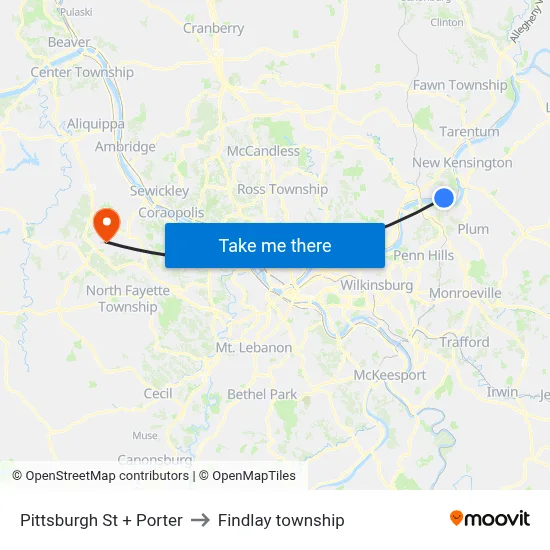 Pittsburgh St + Porter to Findlay township map
