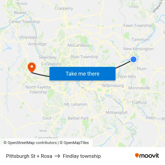 Pittsburgh St + Rosa to Findlay township map
