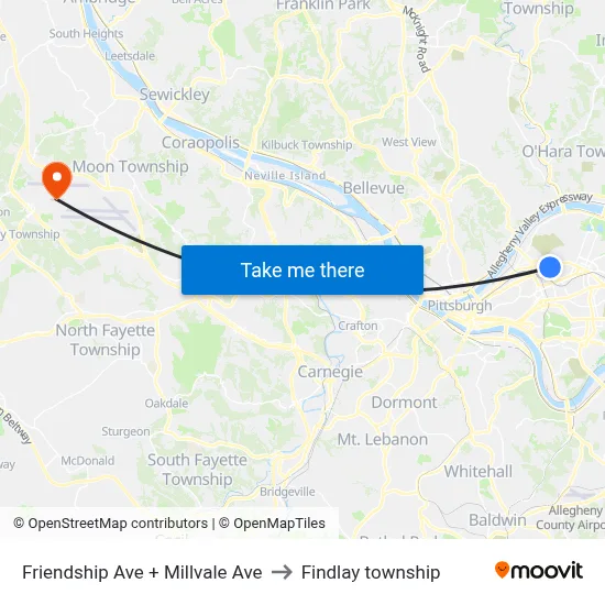 Friendship Ave + Millvale Ave to Findlay township map