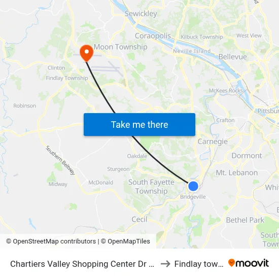 Chartiers Valley Shopping Center Dr + Giant Eagle to Findlay township map