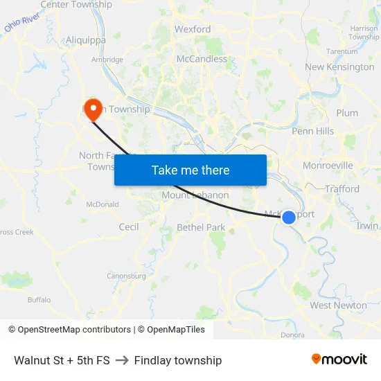 Walnut St + 5th FS to Findlay township map
