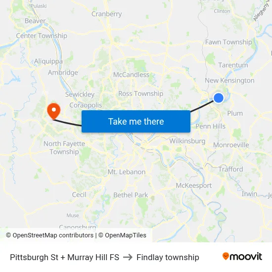 Pittsburgh St + Murray Hill FS to Findlay township map