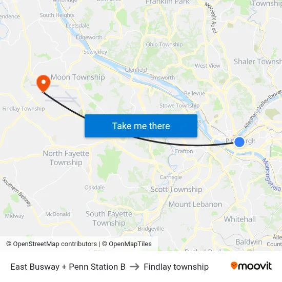 East Busway + Penn Station B to Findlay township map