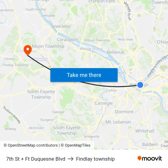 7th St + Ft Duquesne Blvd to Findlay township map