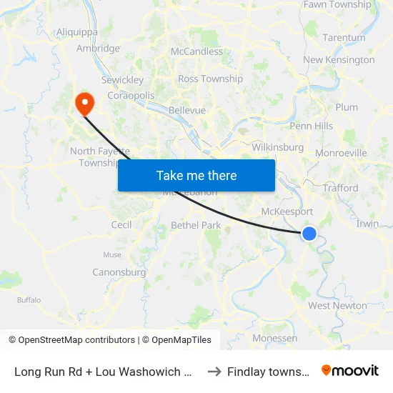 Long Run Rd + Lou Washowich Way to Findlay township map
