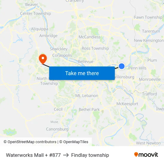 Waterworks Mall + #877 to Findlay township map