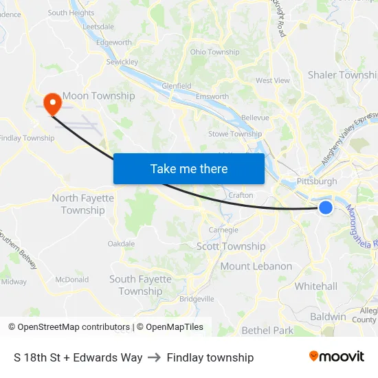 S 18th St + Edwards Way to Findlay township map