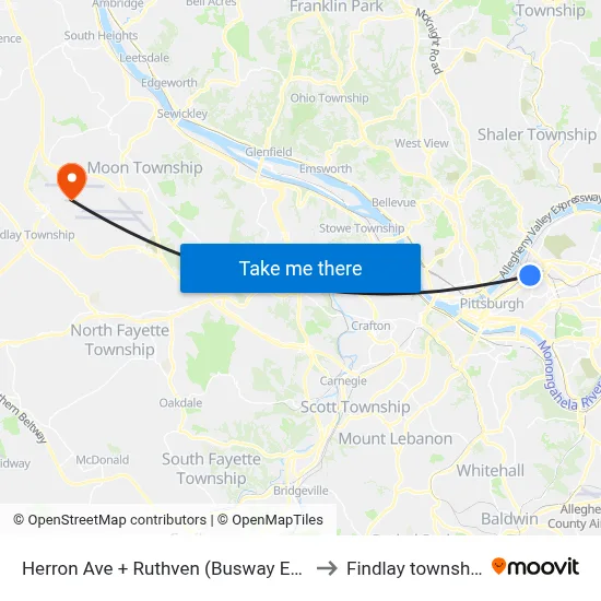 Herron Ave + Ruthven (Busway Ent) to Findlay township map