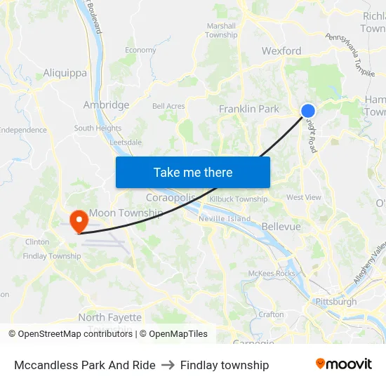 Mccandless Park And Ride to Findlay township map