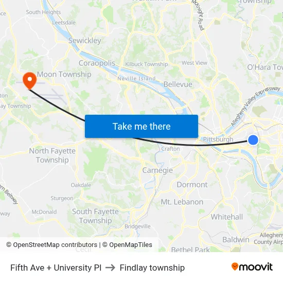 Fifth Ave + University Pl to Findlay township map