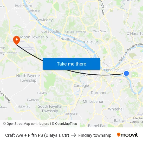 Craft Ave + Fifth FS (Dialysis Ctr) to Findlay township map
